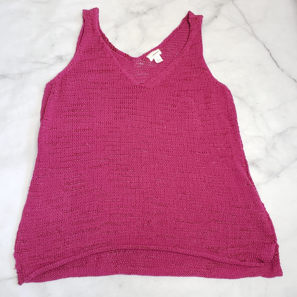 Caslon crochet v neck pink tank top xxl nwot